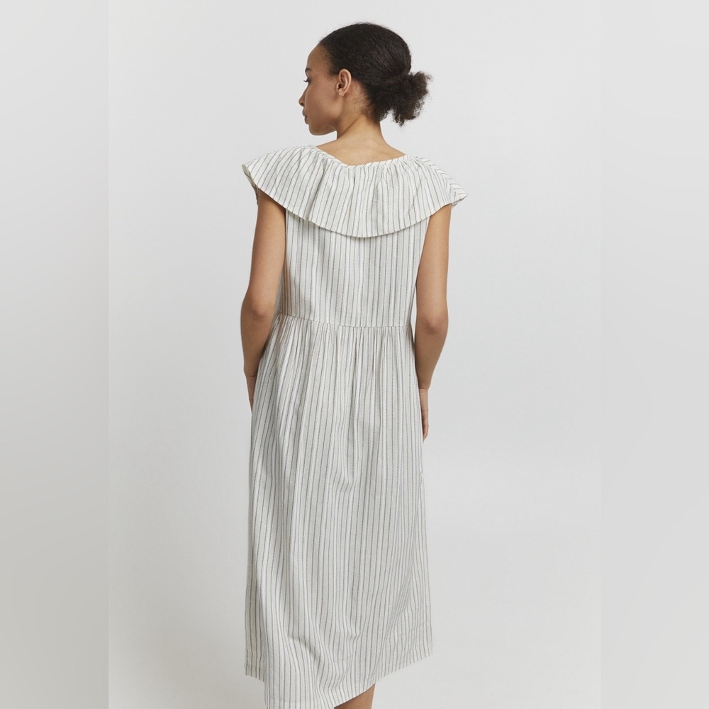 Striped V-Neck Ruffle Dress - Picture 2 of 10